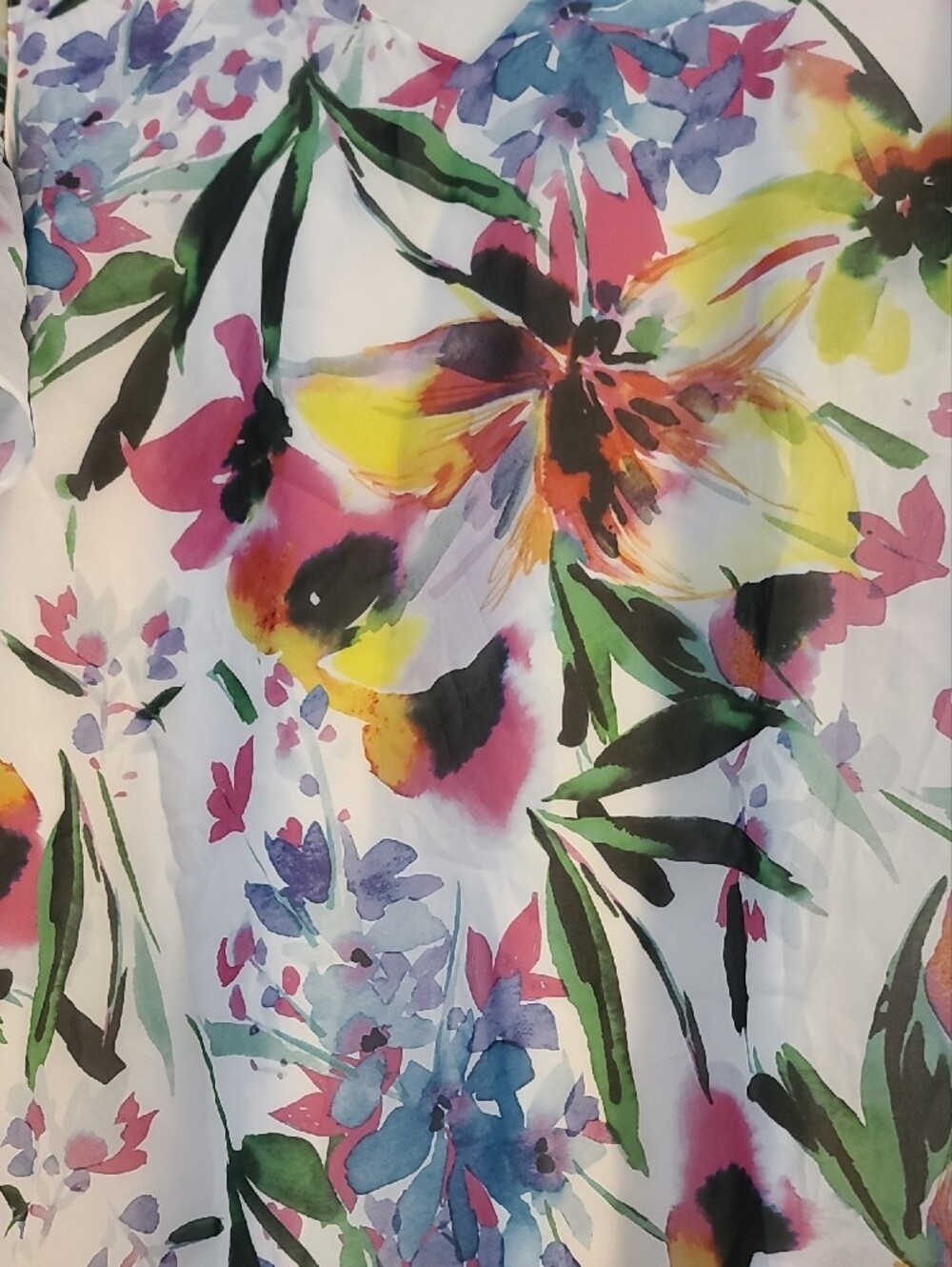 Floral Flutter Sleeve V-Neck Blouse - White Multi - Picture 2 of 8